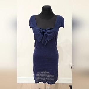 Odemai Navy Knit Rayon Sheer Dress with Shimmer S